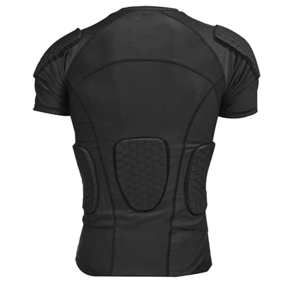 Mens Padded Compression Shirt Football Rib Protectors 6-Football Pads Chest Protector Padded Shirt Protective Gear for Football Baseball Basketball - size: Medium, style: Black
