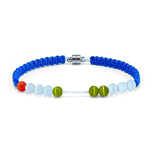 Magnetic Clasp Golf Stroke Counter Bracelet | Handmade Durable Military Paracord | Scorekeeper Golf Bag Accessory for Golfers | 10 Color-Coded and 6mm Cat Eye Beads | Unique Holiday Gift - color: Blue(7.5 In/Suitable for Men or Women)