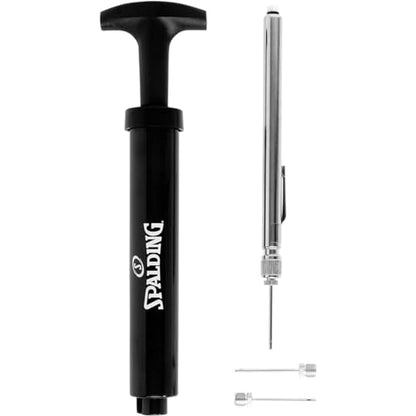 Spalding Sports Ball Pump Kit | Ideal for Basketball, Volleyball, Football, Soccer Ball & Rugby Ball | Complete Hand Pump Kit with Needles - color: Dual Action with Guage - 6" - Black