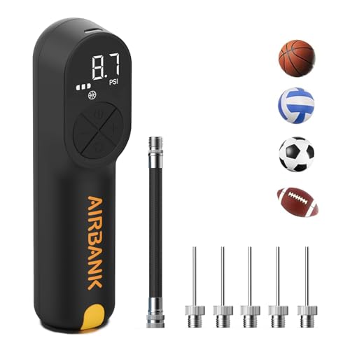 AIRBANK Electric Ball Pump MAKO, 4000mAh Basketball Pump, 20PSI Fast Smart Air Pump Inflation & Deflation with Accurate Pressure Gauge for Soccer, Football, Volleyball, Basketball, Balloon