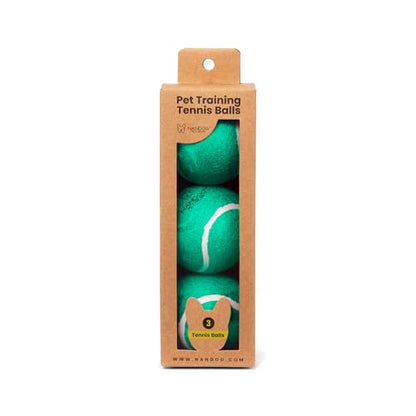 NANDOG The Signature Collection Dog Tennis Training Balls in Green - Durable & Non-Toxic - High Bounce for Agility & Coordination - Engaging Design for Play & Training - Ideal for Indoor & Outdoor Use