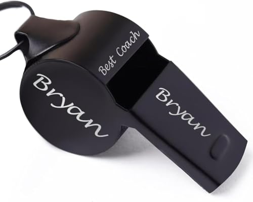 EDSG Personalized Whistle for Coaches, Engraved Whistle with Lanyard, Baseball Soccer Football Coach Gifts for Men, Women, Teacher, Appreciation Referee Whistle Sports Lover Coach - color: Black, size: Design 1