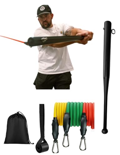Power Swing Original Swing Strength Training Bat. Baseball Softball Cricket Training Bat, 1 Attachment Point. 5 Adjustable Resistance Bands, Build Bat Speed & Power At Home, Training All Ages