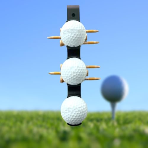 Golf Ball Bag Holder Golf Tee Keeper 2 in 1 Ball Case for 3 Balls Holder Case Carry Bag Belt Accessories for Club Bags Balls Keeper Tee Storage