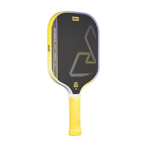JOOLA SCORPEUS Heat Vision 16mm Pickleball Paddle - Standard Shape - Textured Carbon Fiber Surface for Spin - SK Film for Reduced Vibration - USAP Approved - NFC Chip Enabled - color: Flash Yellow, size: Scorpeus - 16mm