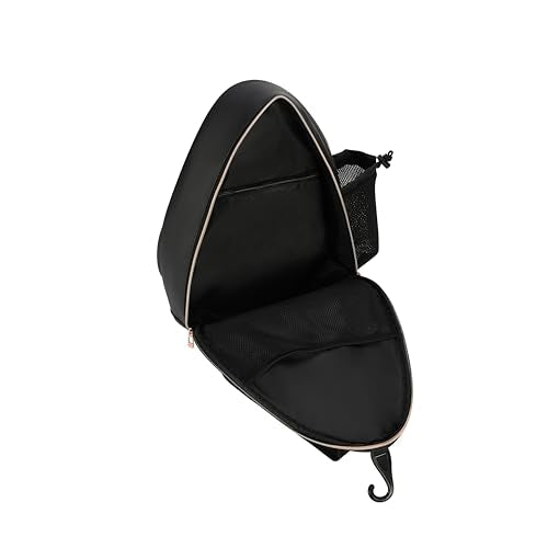 White PU One Shoulder Crossbody Tennis Backpack Girls Tennis Bag Tennis Racket Sling Bag for Women, with Water Bottle Holder - color: Black