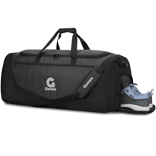 Gonex Gym Duffel Bag 31 inch with Shoe Compartment Wet Pocket, Large Capacity Sports Duffle Bag for Men Women, Workout & Travel Bag with Multiple Pockets, Black, Large (100L)