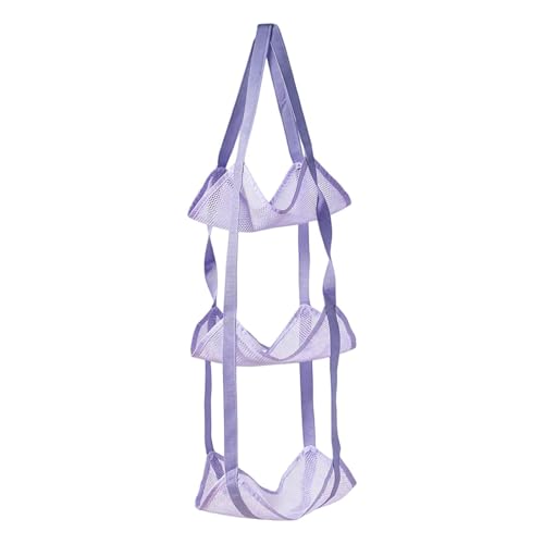 Sports Equipment Storage - 3 Tier Over the Door Organizer Bag for Basketball Soccer Volleyball Football | Polyester Sports Equipment Storage for Gym Garage School Indoor Organization - color: Purple1