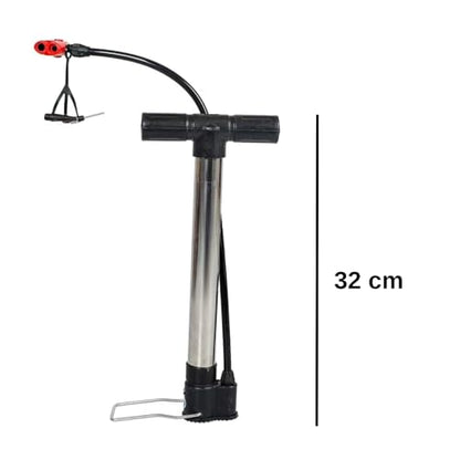 High Pressure Bike Floor Pump with Gauge – Universal Bicycle Tire Inflator, Dual Presta & Schrader Valves, for Road, Mountain & Kids Bikes, Includes Ball Needle & Inflatable Nozzles