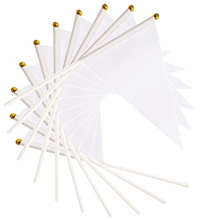 50 Pack White Pennant Small Mini Flags On Sticks,Hand Held Solid White Pennant DIY Graffiti Flag,Party Events Celebration,School,Grand Opening,Kids Birthday,Sports Clubs,Flower Pot - color: White