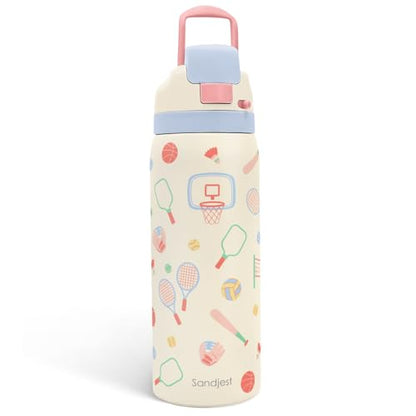 Sports Lover Stainless Steel Water Bottle, Vacuum Insulated, Push-Button Lid, 32 oz, Gifts for Women Girls Friends Teens Birthday Christmas - color: Sport