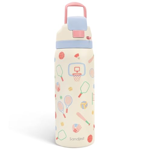 Sports Lover Stainless Steel Water Bottle, Vacuum Insulated, Push-Button Lid, 32 oz, Gifts for Women Girls Friends Teens Birthday Christmas - color: Sport