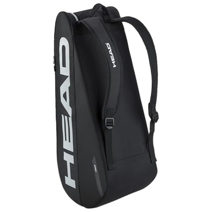 HEAD Tour Racquet Bag M (6R) Tennis Bag - Holds Up to 6 Racquets, CCT+ Climate Control Technology, 2 Main Compartments, Shoe Pocket & Backpack Carry System - color: Black