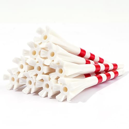 Premium 5 Prongs Plastic Golf Tees 30 Pack 3-1/4" Plastic Golf Tees Low Friction and Resistance Golf Plastic Tees - color: Red