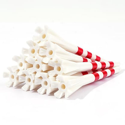 Premium 5 Prongs Plastic Golf Tees 30 Pack 3-1/4" Plastic Golf Tees Low Friction and Resistance Golf Plastic Tees - color: Red