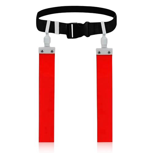 TEYS Flag Football Belts, Adjustable Waist for Youth & Adults, 1 Belt & 2 "POP" - Popper Flags, Heavy Duty Equipment for Game