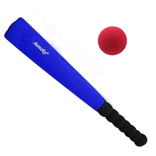 Aoneky Foam Baseball Bat and Ball Set for Toddlers, Soft T Ball Toy for Kids Age 1 2 3 4, Mini Safe Indoor Outdoor Beginner Tball Set with Tee, 16.5 Inch Lightweight Bat for Boys Girls