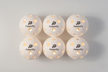 PowerFly Outdoor LED Pickleball Balls, High Visibility, 6 Pack - color: White