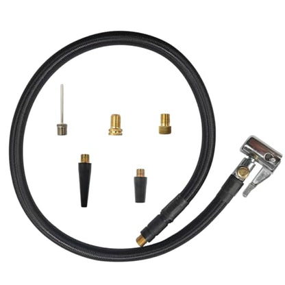 24.7" Tire Inflator Hose Adapter with 360° Rotating End, Tire Inflation Hose Lock on Air Chuck for Quick Connect & Release, Presta Valve Ball Needle, Portable Air Compressor, Tire Pump Hose