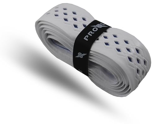 No-Sweat Diamond Grip for Pickleball Paddles, Tennis, Racquetball - color: White w/ Blue Underlay, size: 1-Pack
