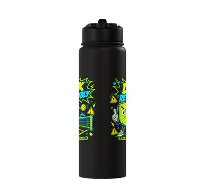 Dink Responsibly Pickleball Kitchen Court Stainless Steel Insulated Water Bottle - color: Black
