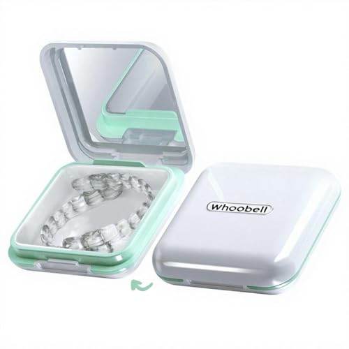Portable Retainer Case with Mirror, Slim Snap-Lock Storage for Aligners & Mouth Guard, Travel-Friendly Dental Case, Inner Size: 2 ⁵⁄₈" × 2 ¹⁄₂" × ³⁄₄"(1 Pack) - color: White