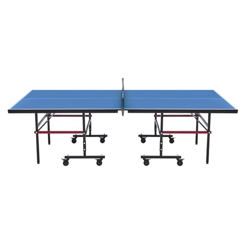 VEVOR Ping Pong Table, Professional Table Tennis Game, Indoor MDF Portable Table Tennis Table, Foldable Ping Pong Table with Quick Clamp Net and Lockable Wheel, 10 Minute Easy Assembly, 18mm Tabletops
