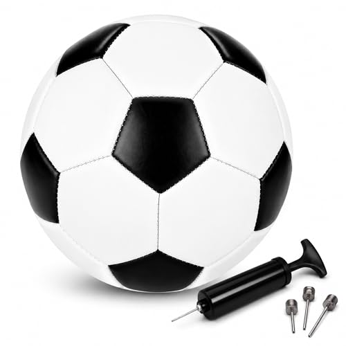 Soccer Ball Size 2/3/4/5 with Pump & Bag, Deflated Ball - 1 2 or 3 Pack - Classic Black & White - Durable Soccer Ball for Indoor/Outdoor Use - Great Soccer Gift for Toddlers, Kids, Youth & Adults - color: Classic 1 Pack, size: 2