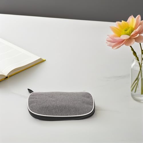 Happyyami Table Tennis Racket Case Portable Paddle Bag Gray Fan Shape Table Tennis Paddle Holder Storage Zipper Bag for Training and Travel