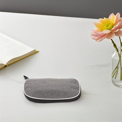 Happyyami Table Tennis Racket Case Portable Paddle Bag Gray Fan Shape Table Tennis Paddle Holder Storage Zipper Bag for Training and Travel