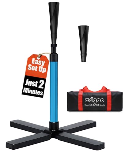 TARUMG Portable Batting Tee for Baseball/Softball, Height Adjustment from 25-47 inches, Heavy Duty Baseball Tee with Detachable Rubber Top, Easy Assembly Hitting Tee for Kids/Youth/Adults - style: Basic Set&Blue 25‘’-37‘’
