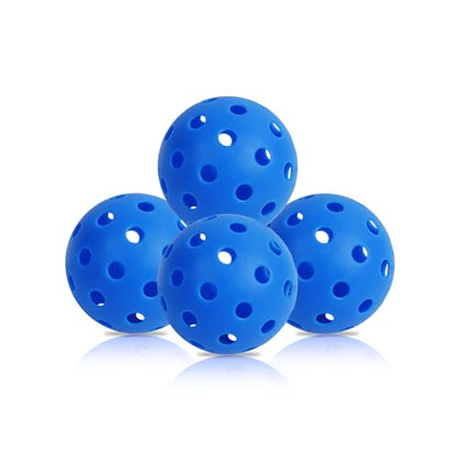 Outdoor Pickleball - 40 Holes, USAPA Standard, Blue Balls - 4/6/12 Pack Sets - High Bounce, Durable - Blue (4 Pack, Dark-Blue)