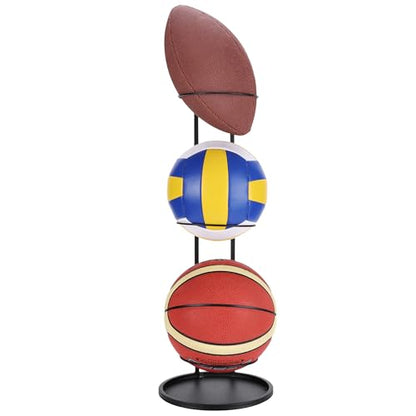 Navaris Football Stand - Sport Ball Storage Rack - Sports Equipment Display Stands - Ideal for Garages, Gyms, Entrances - Ball Holder for Football, Basketball & More - 70 x 24.5 cm