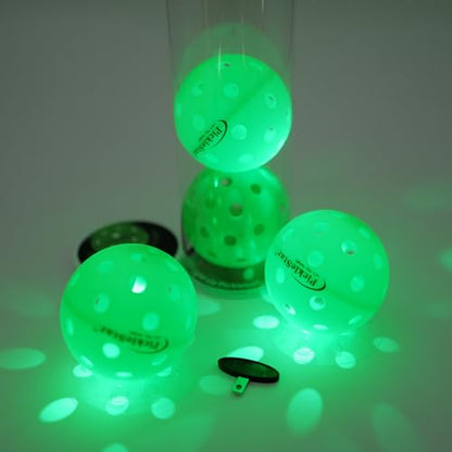PickleStar Gen 2 Premium LED Pickleball Balls - Next-Generation Glow & Perfectly Balanced Bounce for Advanced Players, Robust and Reliable, 4 Pack with Long-Life Batteries - color: Neon Green