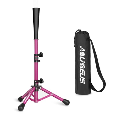 Baseball Tee Batting Tee Softball Tee Portable Travel Hitting Tee,Easy Adjustable Height,Stable Tripod Stand - color: Purple, style: Tee