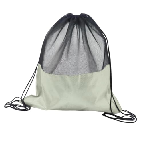 Basketball Drawstring Backpack Mesh Ball Bag Oxford Cloth Shoulder Bag Comfortable Design Suitable for gym sports travel entertainment - color: Light gray