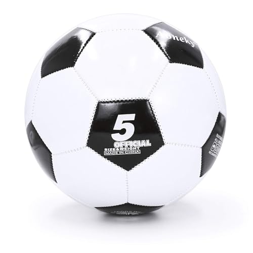 Aoneky Adult Size 5 Traditional Soccer Ball - Ships Deflated, Pump Included - color: White/Black, style: 1-Pack Deflated Ball with Pump