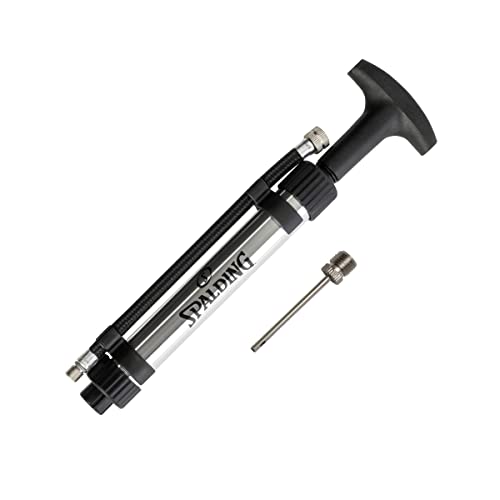 Spalding Sports Ball Pump Kit | Ideal for Basketball, Volleyball, Football, Soccer Ball & Rugby Ball | Complete Hand Pump Kit with Needles - color: Dual Action - 6" - Chrome