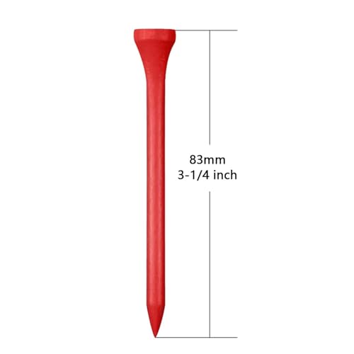Wooden Golf Tees 3-1/4", 2-3/4", 1-1/2" Available,100 Count (Natural Color, White, Black, Blue, Red, Pink) - color: Red, size: 3 1/4 inch