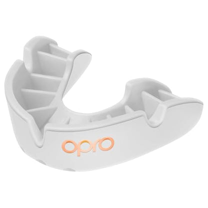 OPRO Bronze Level Moldable Mouth Guard Essential Fit (White) Adult & Kids Boxing Mouthguard for MMA & Impact Sports, Easy Self-Fit Mouth Guard for Sports, Football & Hockey - Includes Case