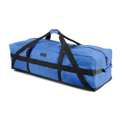Fitdom 106L 45" Heavy Duty Extra Large Duffle with Upgrade Zipper, Durable & Water Resistant. Perfect as Camping Travel Storage Tent Storage Sports Equipment Bag For Coaches & More - color: Blue