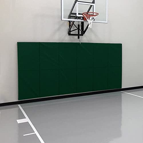 Gym Wall Paddings Basketball Court Wall Protection Pad - 2”Thick Foam Wall Mat Durable Protector for Wall-Mounted Basketball Hoops Garage Taekwondo（60" Lx20 W） - color: Dark Green, size: 60" x 20" x 2", style: 2 Pieces