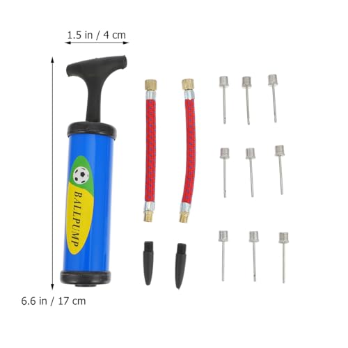 KESYOO 14-Piece Portable Mini Ball Pump Kit, Blue Manual Hand Inflator with Flexible Hose and Needles for Basketball Soccer Volleyball Sports