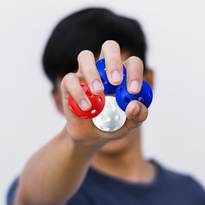 VioraWhite 48 Pack Mini Practice Baseballs 1. 65 Inch Small Baseball Training Lightweight Hollow with a Drawstring Bag for Hitting, Batting Training Use - color: Red，blue，white
