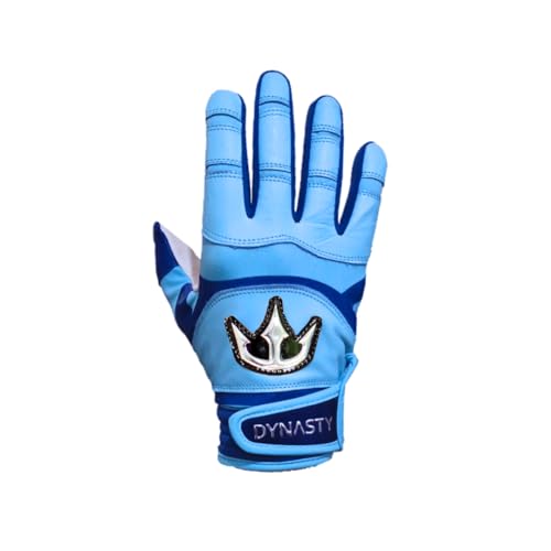 Lightning Series Batting Gloves - Premium Goat Skin Leather, Youth & Adult Sizes - color: Baby Blue/Royal Blue, size: Medium
