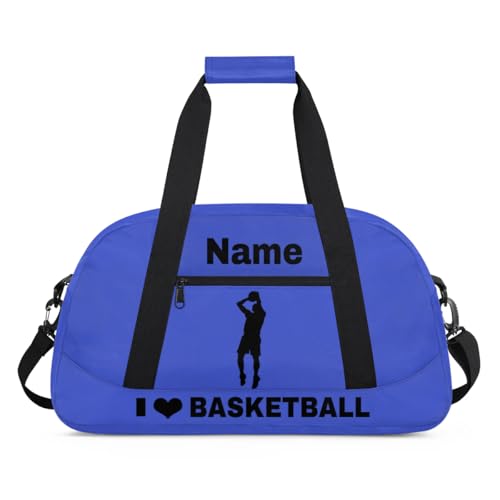 Custom Sport Duffel Bag Basketball Personalized Name Sports Bag Overnight Weekender Bag Waterproof Travel Sport Gym Bags, Blue - color: Blue, style: Basketball