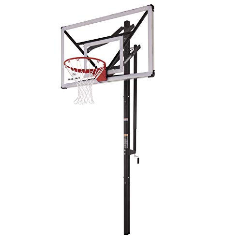 Silverback Height Adjustable In-Ground Basketball Hoop with Tempered Glass Backboard, Pro-Style Breakaway Rim, Pole and Backboard Pad