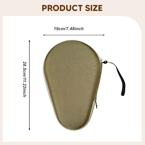 Menolana Table Tennis Racket Cover Portable Thoughtful Gift EVA Storage Bag Paddle Case for Travel Outdoor Indoor Training, light brown, 28.5cmx19cm