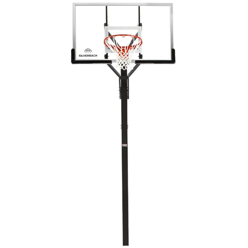 Silverback 54" Height Adjustable In-Ground Basketball Hoop with Tempered Glass Backboard, Pro-Style Breakaway Rim & Backboard Pad