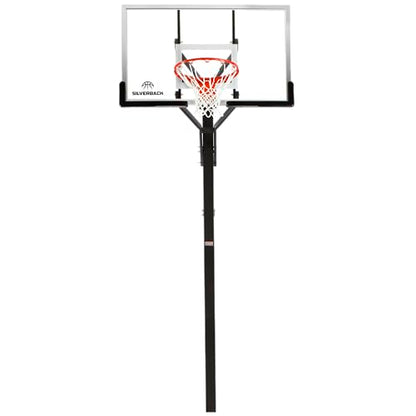 Silverback 54" Height Adjustable In-Ground Basketball Hoop with Tempered Glass Backboard, Pro-Style Breakaway Rim & Backboard Pad